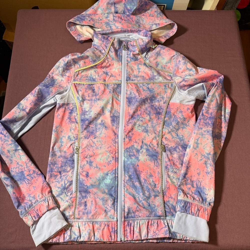 Ivivva (Lululemon Kids) Trail Runner Jacket Purple/Blue/Orange tie-dye - Size 14